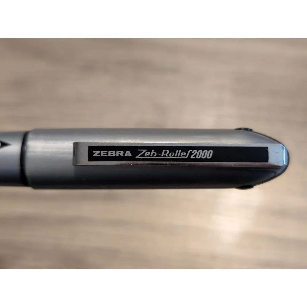 Zebra Zeb-Roller 2000 Rollerball Pen 0.5mm Fine Black Ink Silver Made Japan RARE